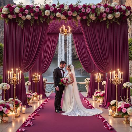 10ft×15ft Burgundy Backdrop Curtain for Wedding Parties, alternate view 2