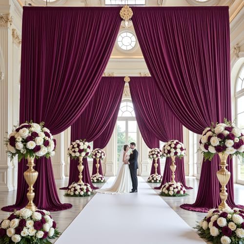 10ft×15ft Burgundy Backdrop Curtain for Wedding Parties, alternate view 4