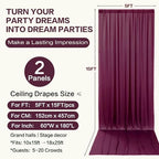 10ft×15ft Burgundy Backdrop Curtain for Wedding Parties, alternate view 6