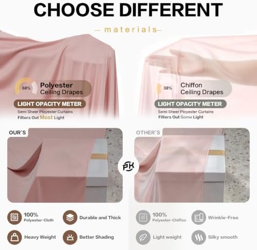 10ft×15ft Dusty Pink Backdrop Curtain for Wedding Parties, alternate view 3