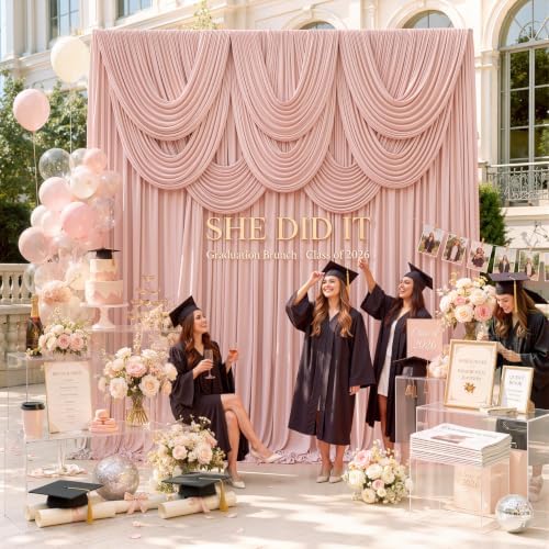 10ft×15ft Dusty Pink Backdrop Curtain for Wedding Parties, alternate view 4