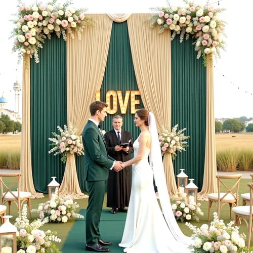 10ft×15ft Forest Green Backdrop Curtain for Wedding Parties, alternate view 4