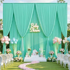 10ft×15ft Mint Green Backdrop Curtain for Wedding Parties, alternate view 4