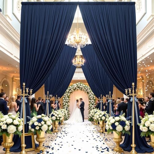 10ft×15ft Navy Blue Backdrop Curtain for Wedding Parties