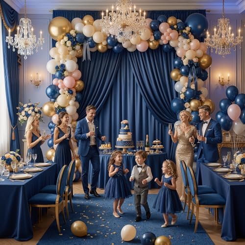 10ft×15ft Navy Blue Backdrop Curtain for Wedding Parties, alternate view 4