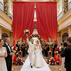 10ft×15ft Red Backdrop Curtain for Christmas Parties in W5' x H15'(2 panels) in Red, alternate view 2