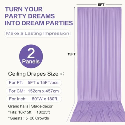 10ft×15ft Taro Purple Backdrop Curtain for Wedding Parties, alternate view 6