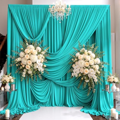 10ft×15ft Turquoise Backdrop Curtain for Wedding Parties