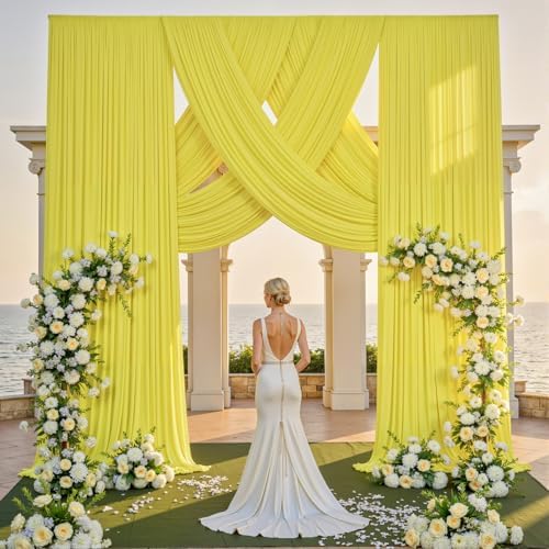 10ft×15ft Yellow Backdrop Curtain for Wedding Parties, alternate view 2
