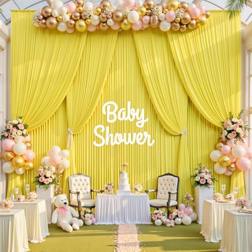 10ft×15ft Yellow Backdrop Curtain for Wedding Parties, alternate view 4
