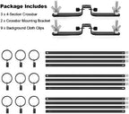 10ft/3M Background Folding Muslin Backdrop Support, 3 x 3m Crossbar, 2 x Mount, 9 x Clip in 3 x 3m, alternate view 7