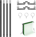 10ft/3m Photography Lighting Muslin Backdrop Support Crossbar, Includes 1x 3m Crossbar, 2x Mounts, 3x Clips in