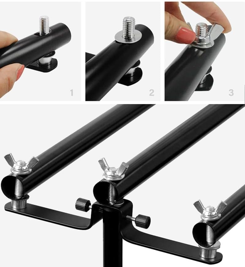 10ft/3m Photography Lighting Muslin Backdrop Support Crossbar, Includes 1x 3m Crossbar, 2x Mounts, 3x Clips in, alternate
