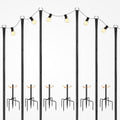 10FT 6 Pack Adjustable Metal String Light Poles in 1
