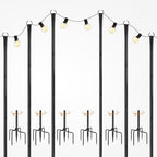 10FT 6 Pack Adjustable Metal String Light Poles in 1