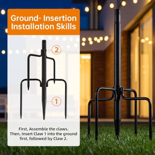 10FT 6 Pack Adjustable Metal String Light Poles in 1, alternate view 2