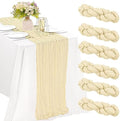 10FT Cheesecloth Table Runner Boho Party Home Decorations in 35" x 120"-6 Pack in Beige