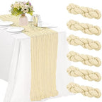 10FT Cheesecloth Table Runner Boho Party Home Decorations in 35" x 120"-6 Pack in Beige
