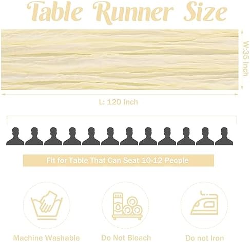 10FT Cheesecloth Table Runner Boho Party Home Decorations in 35" x 120"-6 Pack in Beige, alternate view 3
