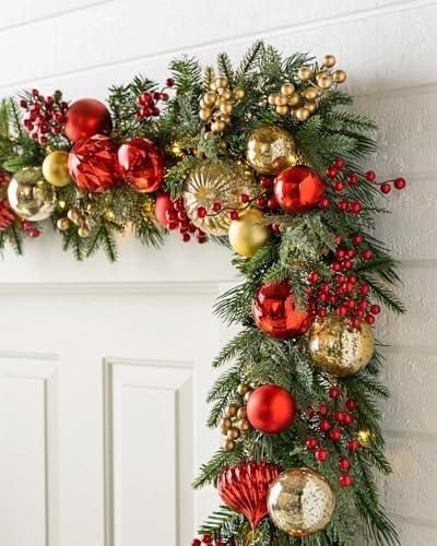 10ft Christmas Charm Outdoor Artificial Garland with Clear LED Lights