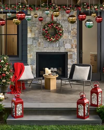 10ft Christmas Charm Outdoor Artificial Garland with Clear LED Lights, alternate view 4