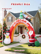 10FT Christmas Inflatables Archway with Santa Claus, Snowman & Christmas Tree, Large Blow Up Outdoor Decorations, alternate