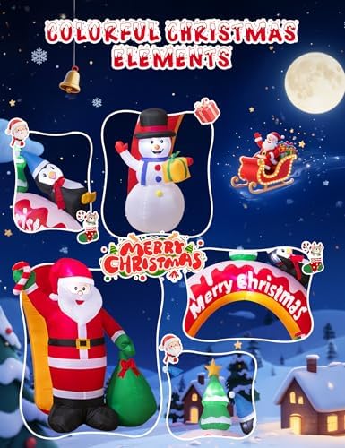 10FT Christmas Inflatables Archway with Santa Claus, Snowman & Christmas Tree, Large Blow Up Outdoor Decorations, alternate