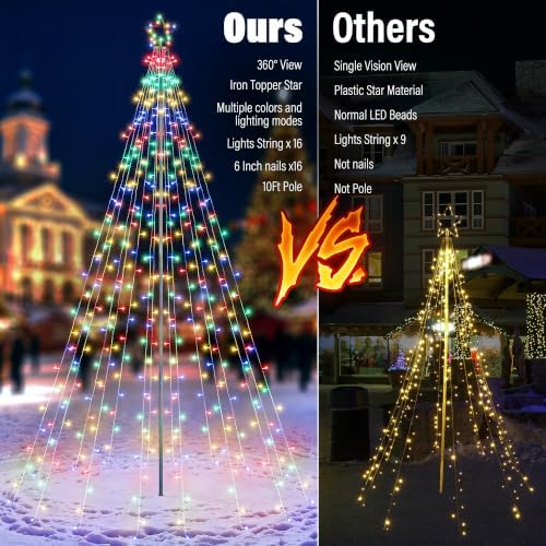 10Ft Color Changing Christmas Tree Lights - Warm to Multicolor, alternate view 3