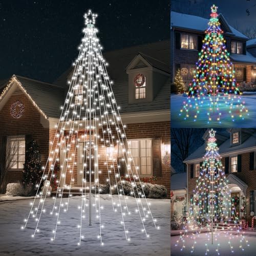 10Ft Color Changing Christmas Tree Lights - White to Multicolor