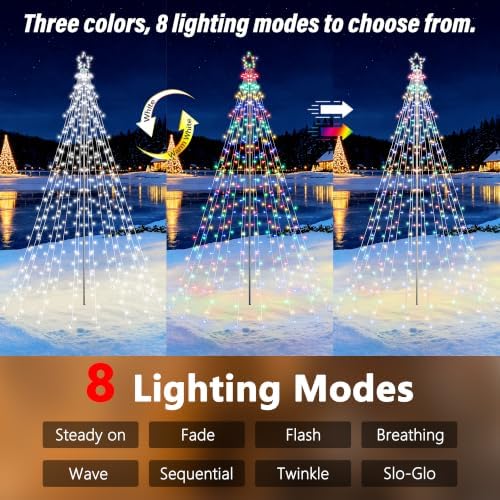 10Ft Color Changing Christmas Tree Lights - White to Multicolor, alternate view 2