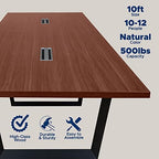 10FT Conference Table with Cable Management Grommets - Modern Rectangle Office Meeting/Boardroom Table with, alternate view 2
