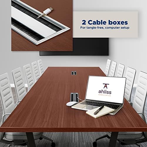 10FT Conference Table with Cable Management Grommets - Modern Rectangle Office Meeting/Boardroom Table with, alternate view 3