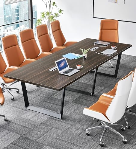 10FT Conference Table with Cable Management Grommets - Modern Rectangle Office Meeting/Boardroom Table with