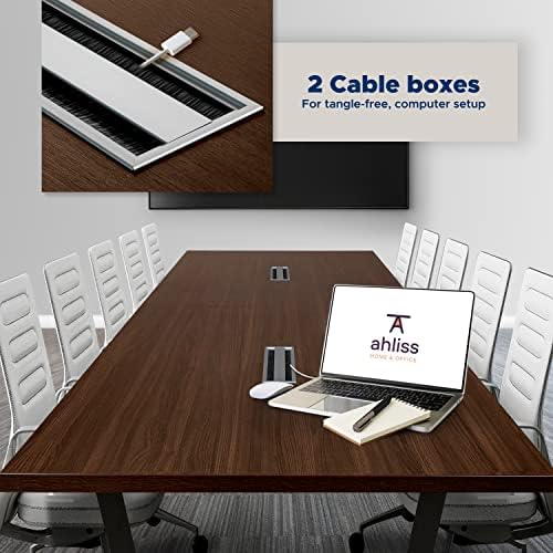 10FT Conference Table with Cable Management Grommets - Modern Rectangle Office Meeting/Boardroom Table with, alternate view 3