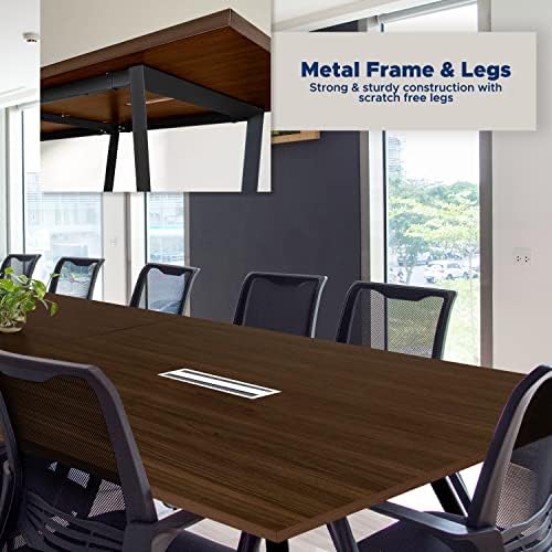 10FT Conference Table with Cable Management Grommets - Modern Rectangle Office Meeting/Boardroom Table with, alternate view 4
