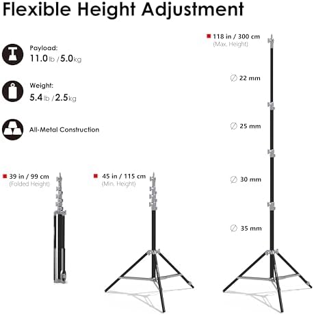 10ft Corner Light Stand, Air Cushion, Silver, LT30-CS in Silver, alternate view 4