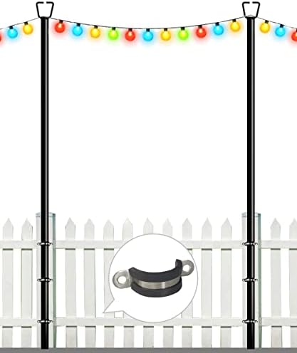 10FT Deck String Light Poles for Outdoor String Lights, 2pcs