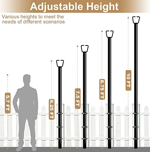 10FT Deck String Light Poles for Outdoor String Lights, 2pcs, alternate view 3