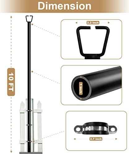 10FT Deck String Light Poles for Outdoor String Lights, 2pcs, alternate view 4