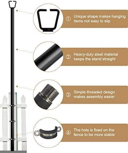 10FT Deck String Light Poles for Outdoor String Lights, 2pcs, alternate view 5