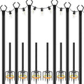 10Ft Exterior Light Poles 6 Pack, Durable Metal String Light Posts for Outdoor Use, Equipped with Fixed Brackets