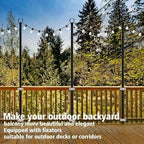 10Ft Exterior Light Poles 6 Pack, Durable Metal String Light Posts for Outdoor Use, Equipped with Fixed Brackets, alternate