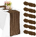 10FT Fall Cheesecloth Table Runner Boho Party Home Decorations in 35" x 120"-6 Pack in Brown