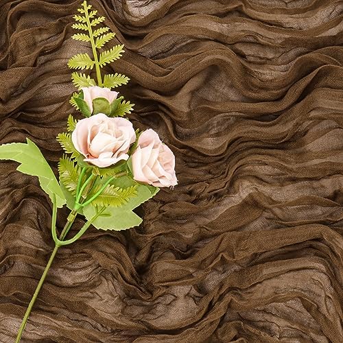10FT Fall Cheesecloth Table Runner Boho Party Home Decorations in 35" x 120"-6 Pack in Brown, alternate view 5