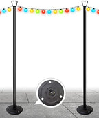 10FT Ground Base String Light Pole for Outdoor String Lights,2pcs