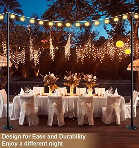 10FT Ground Base String Light Pole for Outdoor String Lights,2pcs, alternate view 2