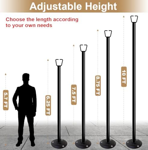 10FT Ground Base String Light Pole for Outdoor String Lights,2pcs, alternate view 3