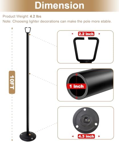 10FT Ground Base String Light Pole for Outdoor String Lights,2pcs, alternate view 4