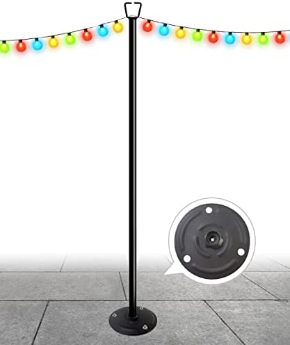 10FT Ground Base String Light Poles for Outdoor String Lights for Garden, Backyard, Patio Lighting Stand for