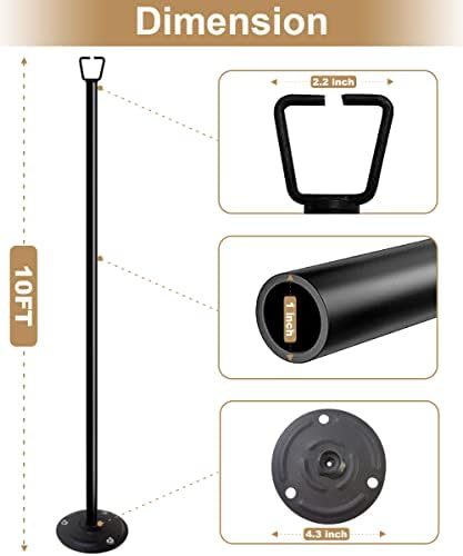 10FT Ground Base String Light Poles for Outdoor String Lights for Garden, Backyard, Patio Lighting Stand for, alternate view
